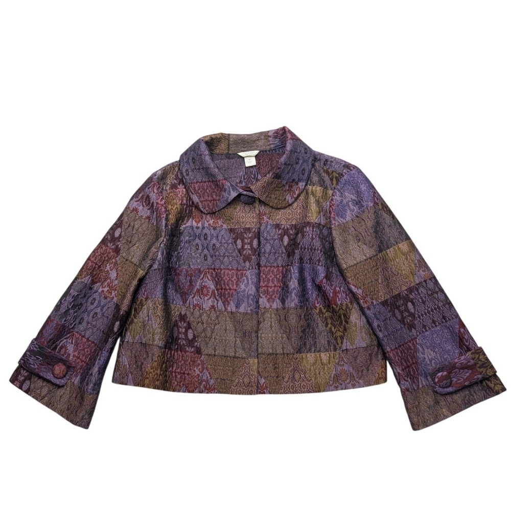 Vintage Christopher & Banks Tapestry Jacket Womens M Patchwork Cropped USA Made